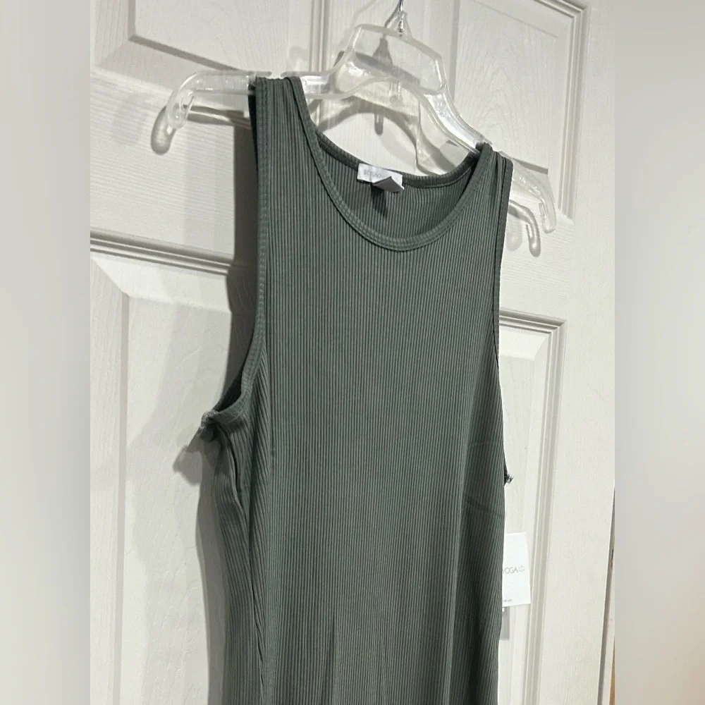 Beyond Yoga Women's XL Formation Tank Dress Green Midi Racerback Ribbed NWT